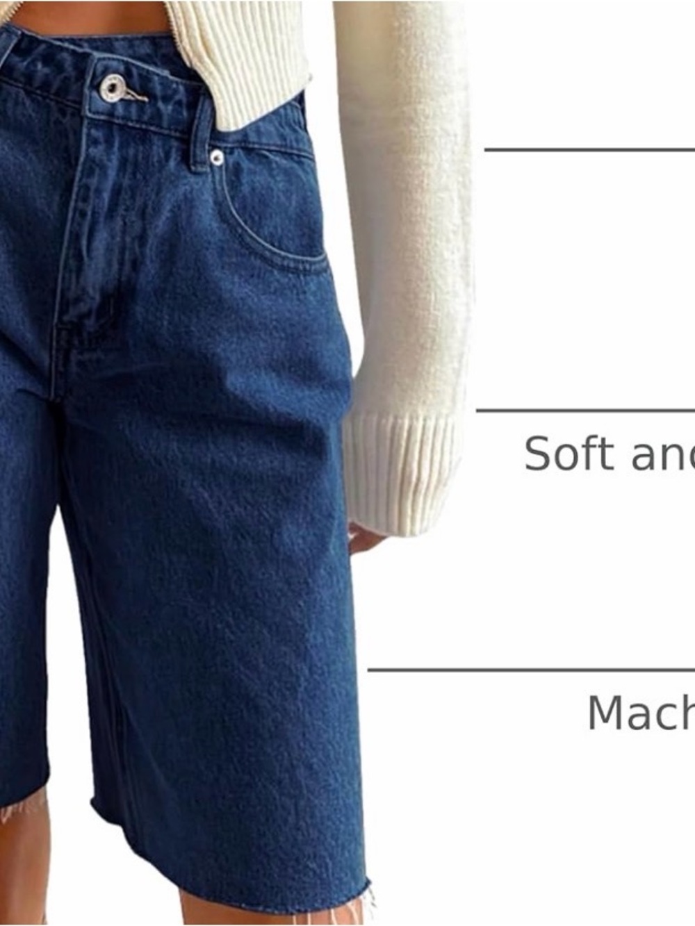 A125 Womens Crossover Denim Shorts Summer Asymmetrical High Waisted Straight - Picture 5 of 11
